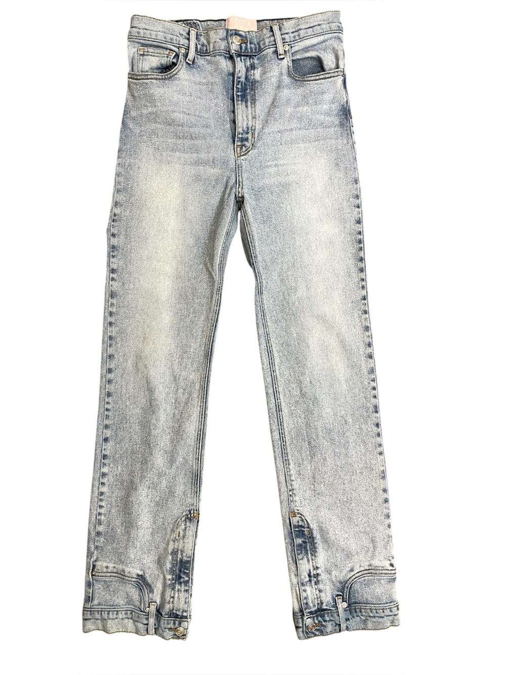 Revice Denim Upside Down Hem Light Wash Straight Leg Jeans